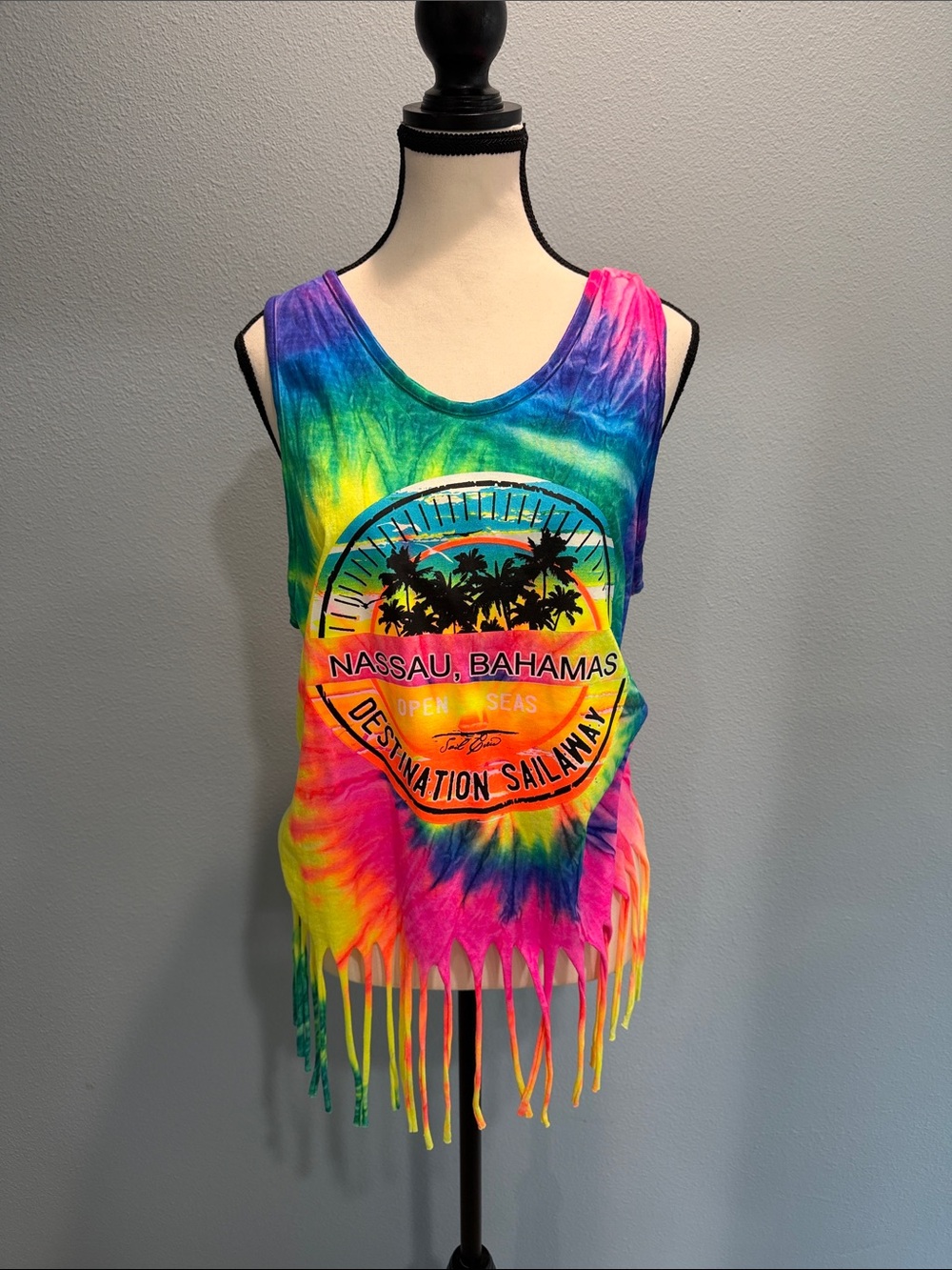 Delta Tie-Dye Rainbow Tank Top in Yellow, Green, Blue, Purple, Pink